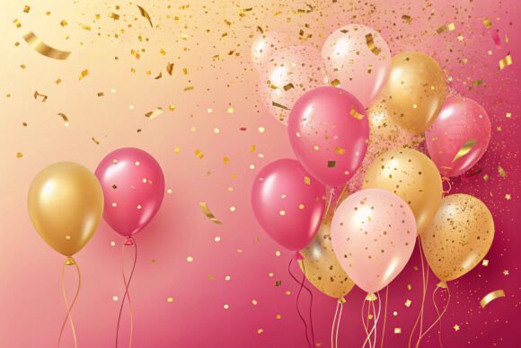 Download Pink Gold Balloon Party Backdrop - Balloon party Collection