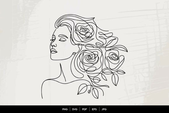 Download Rose Woman Line Art Portrait - Premium Bundle