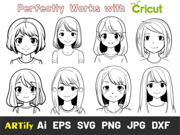 Download Anime Girl Outline Vector, Anime SVG - Premium Resources