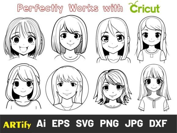 Download Anime Girl Outline Vector, Anime SVG - Premium Resources