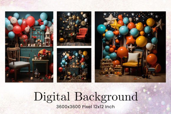 Download Balloon Party Studio Backdrop Overlays - Balloon party Collection