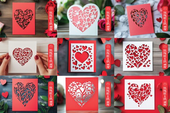 Download Paper Cut Valentine's Card SVG Bundle - Card Collection