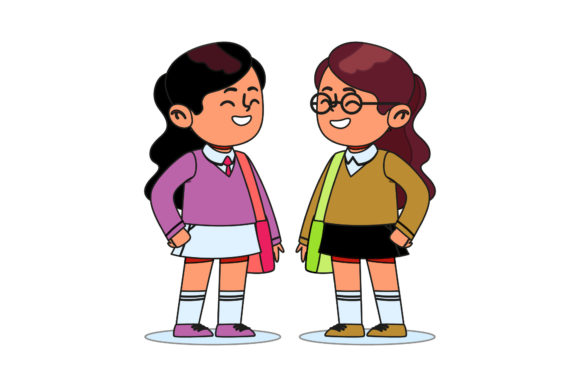 Download Back to School Two Woman Outline Style - Premium Resources