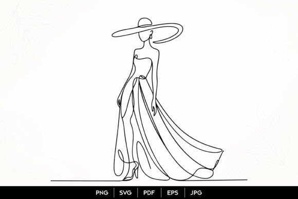 Download Elegant Woman Line Art SVG - Premium Bundle