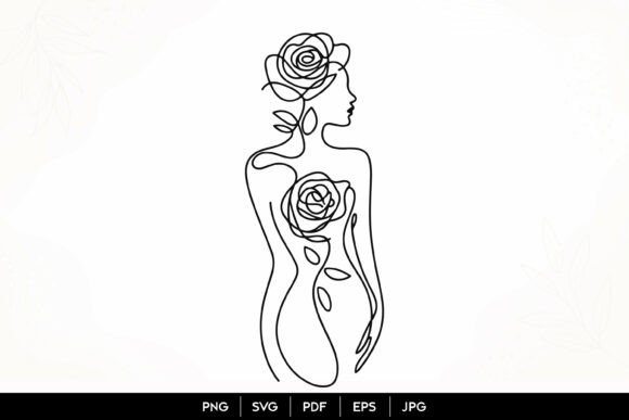Download Floral Woman Line Art SVG - Premium Resources