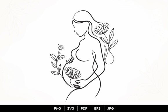 Download Floral Pregnancy Line Art SVG - Premium Resources